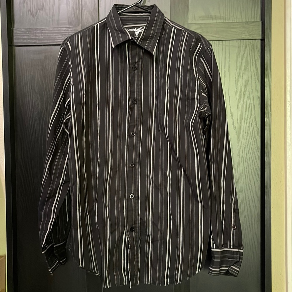 Vintage Anchor Blue Long Sleeve Button Down Shirt